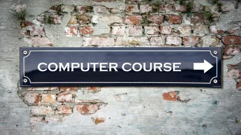 Street Sign COMPUTER COURSE Stock Illustration
