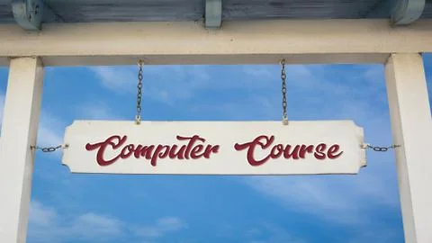 Street Sign COMPUTER COURSE Stock Illustration