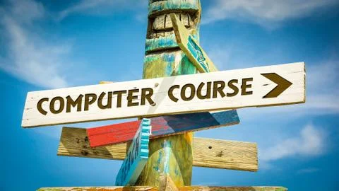 Street Sign COMPUTER COURSE Stock Illustration