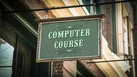 Street Sign COMPUTER COURSE Stock Illustration
