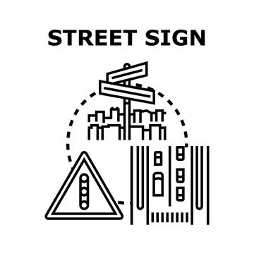 Street sign concept design for navigation and city planning Ilustración de archivo