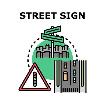Street sign concept design for navigation and city planning Ilustración de archivo