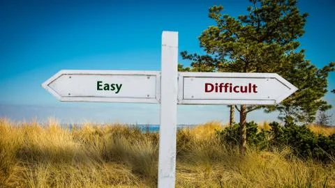 Street Sign Easy versus Difficult Stock Illustration