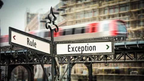 Street Sign Exception versus Rule Stock Illustration