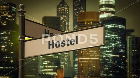 Street Sign to Hostel Stock Illustration