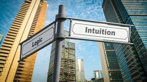 Street Sign Intuition versus Logic Stock Illustration