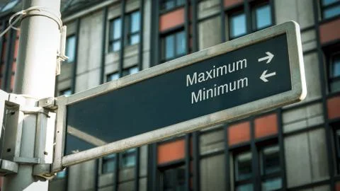 Street Sign Maximum versus Minimum Stock-Fotos