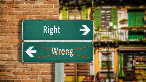 Street Sign Right versus Wrong Illustrazione stock