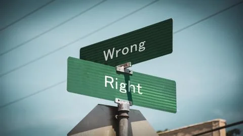 Street Sign Right versus Wrong Stock Illustration