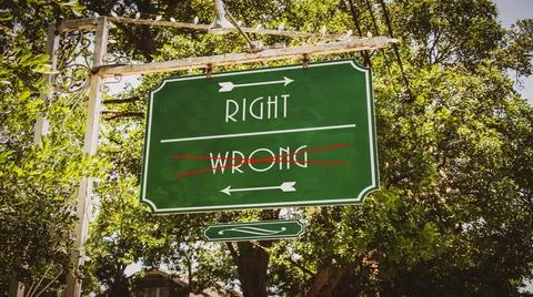 Street Sign to Right versus Wrong Street Sign the Direction Way to Right v... Stock Photos