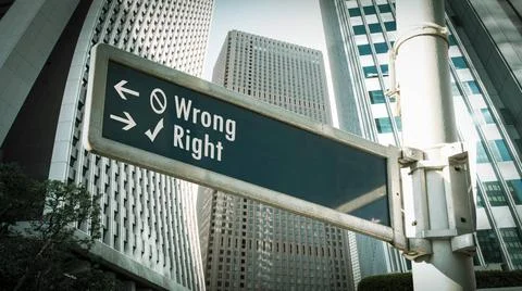 Street Sign to Right versus Wrong Street Sign the Direction Way to Right v... Stock Photos