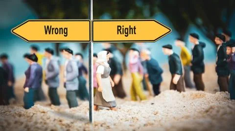 Street Sign to Right versus Wrong Street Sign the Direction Way to Right v... Stock Photos