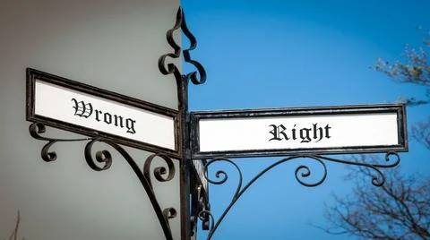 Street Sign to Right versus Wrong Street Sign the Direction Way to Right v... Stock Photos