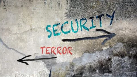 Street Sign Security versus Terror Illustrazione stock