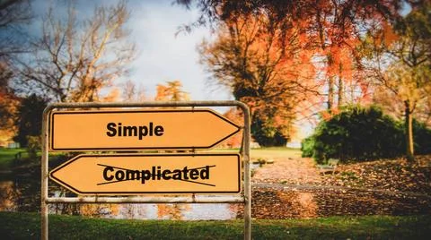 Street Sign Simple versus Complicated Street Sign the Direction Way to Sim... Stock Photos