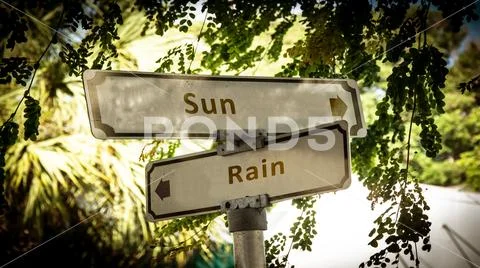 Street Sign Sun versus Rain Stock Illustration
