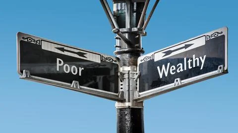 Street Sign Wealthy versus Poor Stock Photos