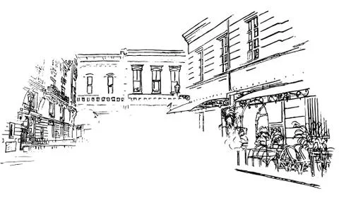 Street sketch Illustrazione stock