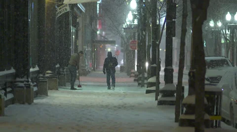 Street slow snowfall Stock Footage 34461013