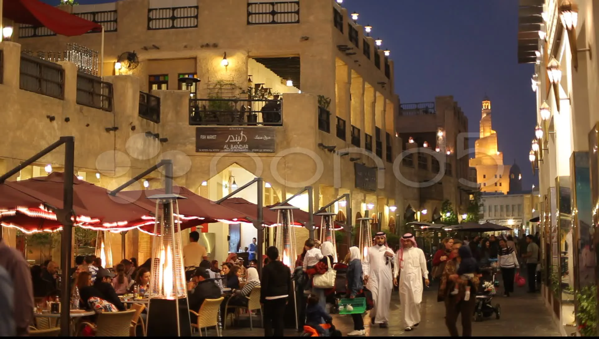 Street in Souq Waqif at night Doha Qatar  Footage 10700363