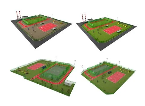 Street Sport Fields 3D Model Stock Illustration