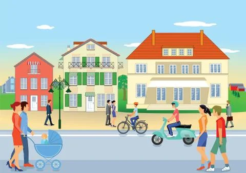 Street in the suburbs Stock Illustration