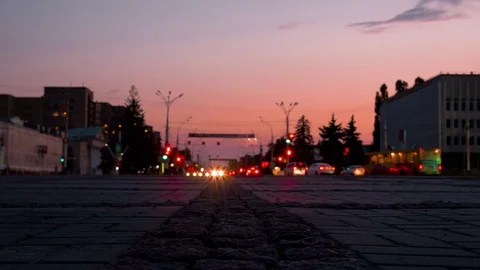 Street sunset Stock Footage