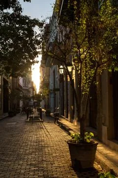 Street at the sunset Stock Photos
