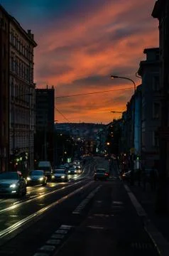 A street by sunset Stock Photos