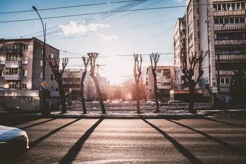 Street sunset Stock Photos