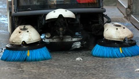 Street sweeper. Front view. Stock Photos