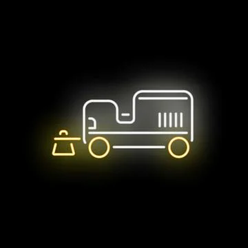 Street sweeper machine neon glow icon vector Stock Illustration