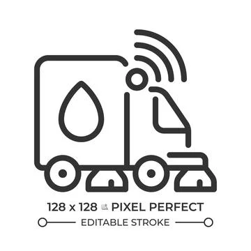 Street sweeper pixel perfect linear icon 스톡 일러스트