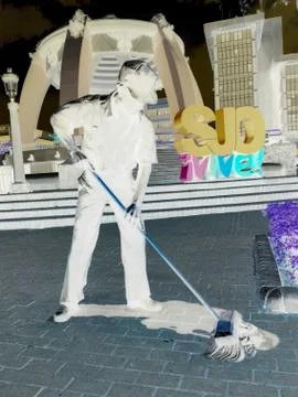 The Street Sweeper Statue. Stock Photos