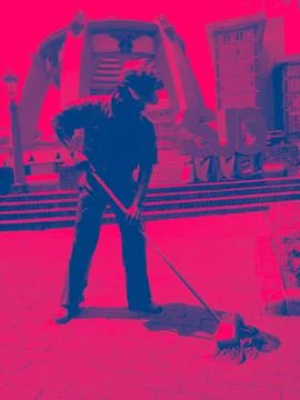 The Street Sweeper Statue. Stock Photos