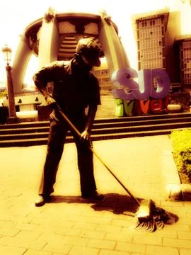 The Street Sweeper Statue. Stock Photos