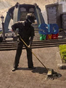 The Street Sweeper Statue. Stock Photos