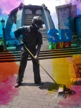 The Street Sweeper Statue. Stock Photos