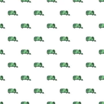 Street sweeper trucks creating seamless pattern background Stock Illustration