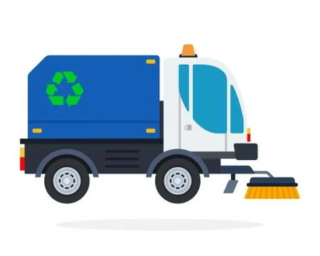 Street sweeper vector flat isolated Stock Illustration
