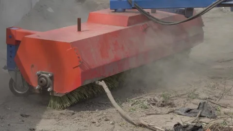 Street sweeping and cleaning machine Stockbeeldmateriaal 332932655