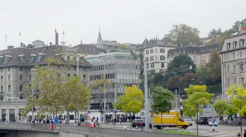 Street Swiss Cities Stock Footage 32190321