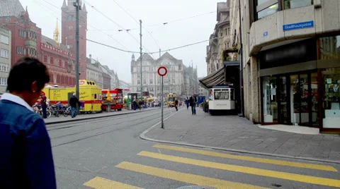 Street Swiss Cities Stock Footage 32190520