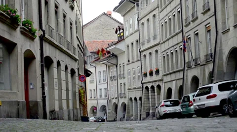 Street Swiss Cities Stock Footage 32190592