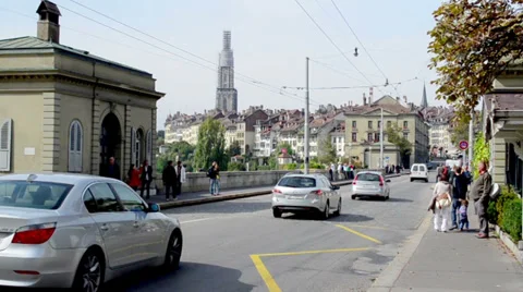 Street Swiss Cities Stock Footage 32190620