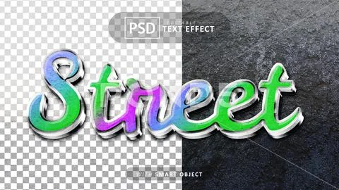 Street text - editable 3d font effects PSD Template