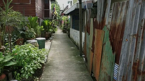 Street at thai slum Stock Footage 79863458
