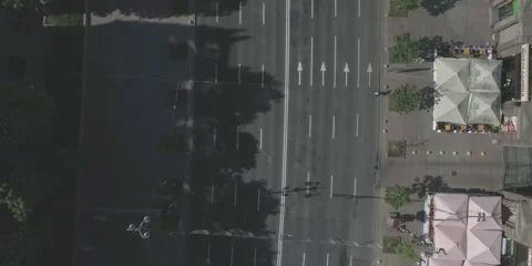 Street top view to empty road Ukraine Kyiv 12 may 2018 Stock Footage 274210405