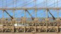 Street traffic on Brooklyn bridge cars and pedestrians New York City NYC sunny 4k or 4k+ Resolution