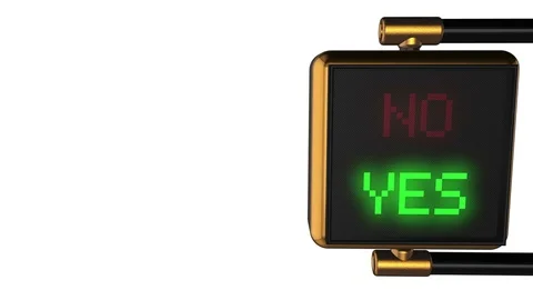 Street traffic light with alternately changing the words "No/ Yes" Stock Footage 77912436